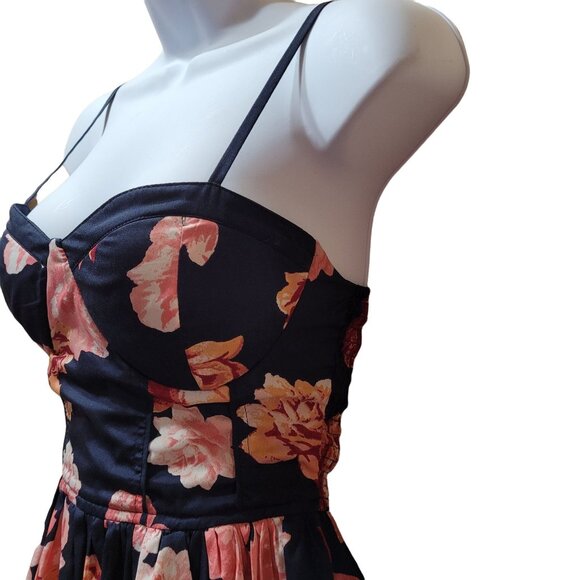 Band of Gypsies Women's Size XS Boho Floral Mini Sundress Corset Bodice Pockets - Picture 3 of 10